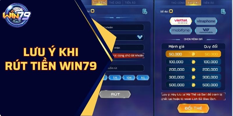 Lưu ý khi rút tiền WIN79